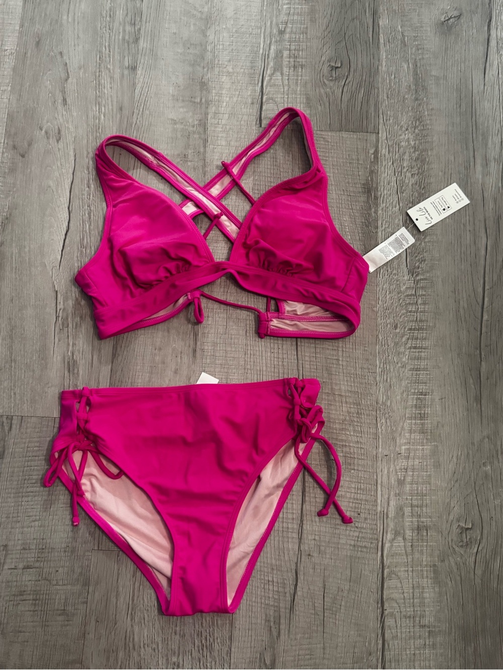 Cupshe Hot Pink Strappy Bikini Set